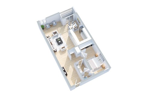 Floor plan for 1 bed, 1 bath, 840 sqft